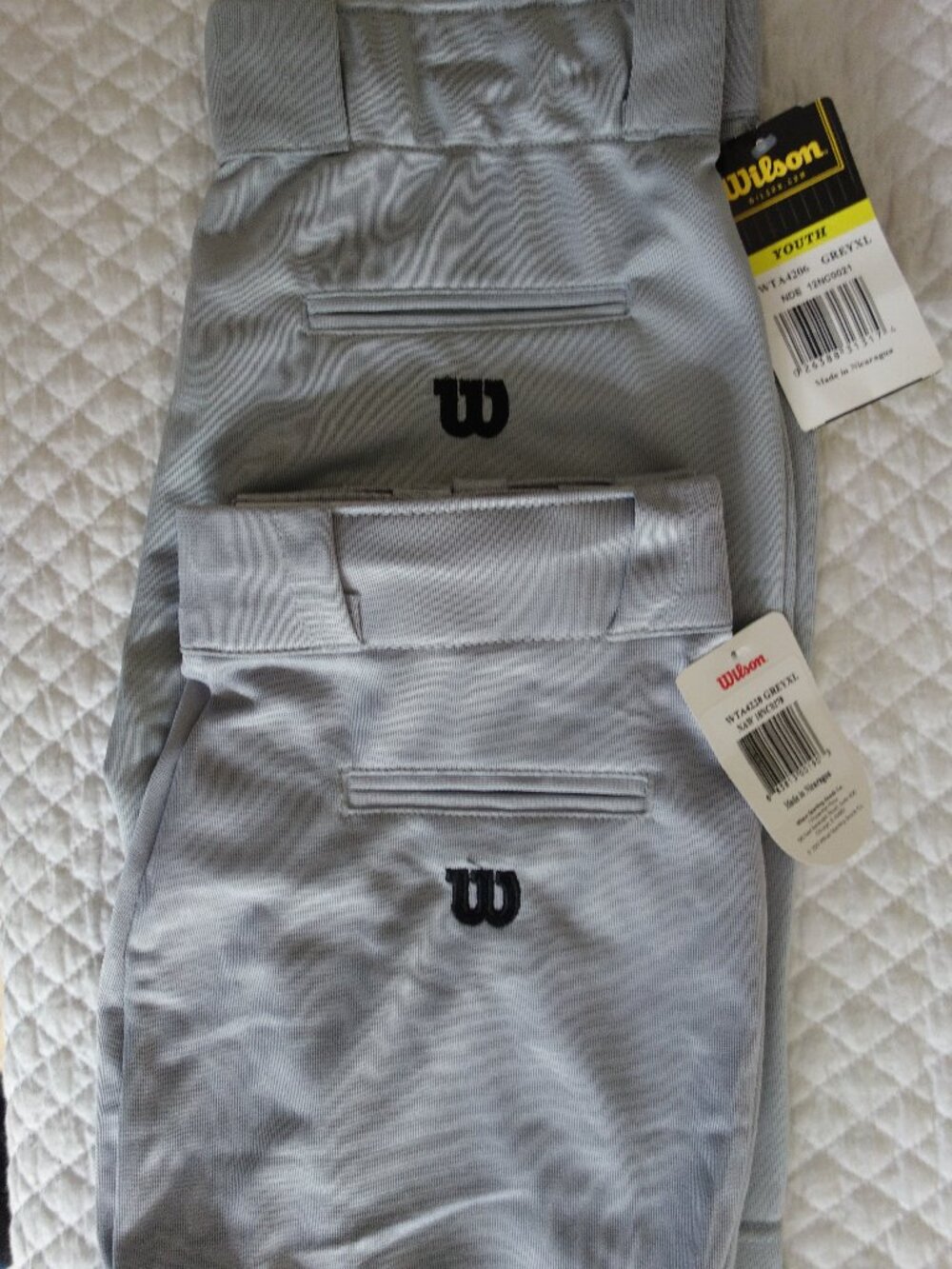 NWT Two Pairs of WILSON Youth Gray Baseball Pants WTA 4228 / 4206 XL